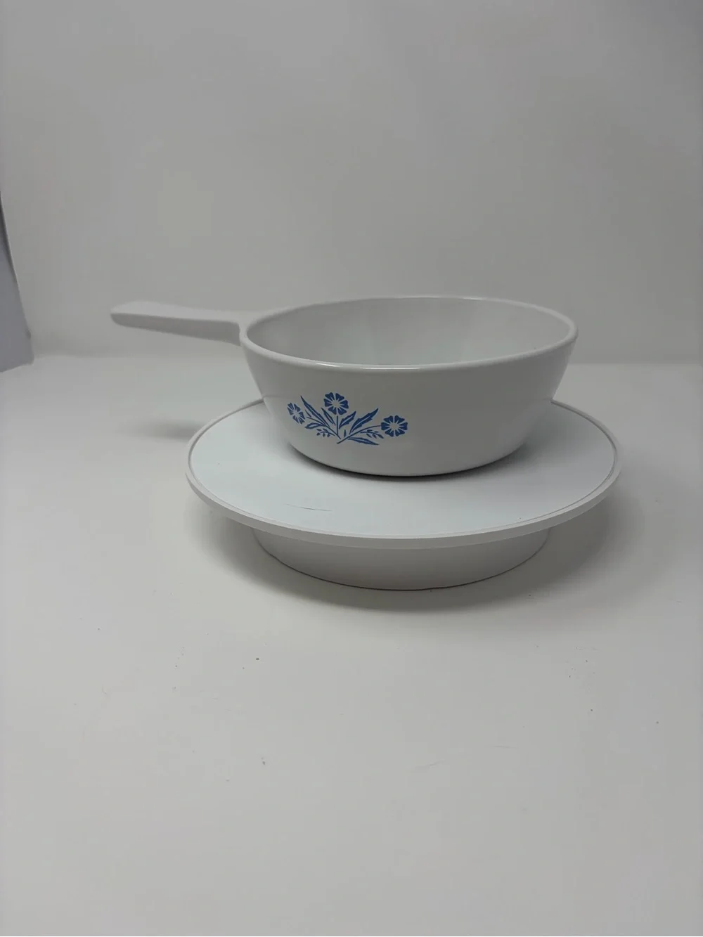 Vintage Corning Ware White with Blue Cornflowers 6”